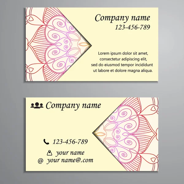 Invitación, tarjeta de visita o banner con plantilla de texto. Fl redondo — Vector de stock