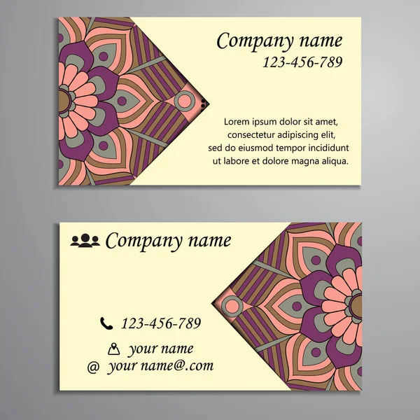 Invitación, tarjeta de visita o banner con plantilla de texto. Fl redondo — Vector de stock