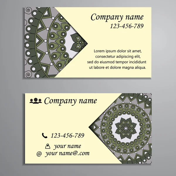 Invitación, tarjeta de visita o banner con plantilla de texto. Fl redondo — Vector de stock