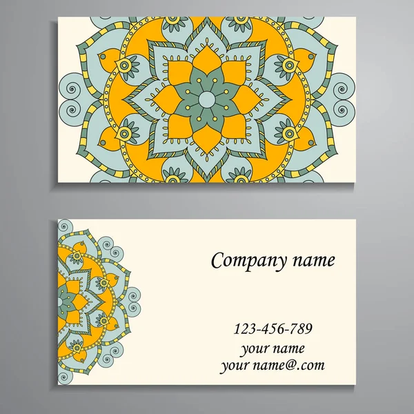 Invitación, tarjeta de visita o banner con plantilla de texto. Fl redondo — Vector de stock