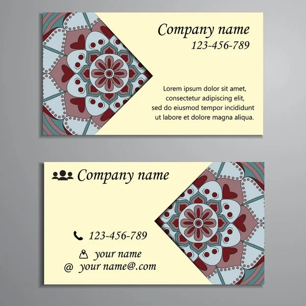 Invitación, tarjeta de visita o banner con plantilla de texto. Fl redondo — Vector de stock