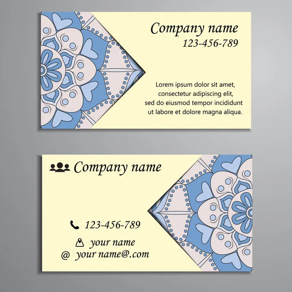 Invitación, tarjeta de visita o banner con plantilla de texto. Fl redondo — Vector de stock