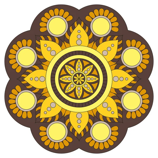 Ανατολίτικο μοτίβο. Παραδοσιακό γύρο χρωματισμός στολίδι. Μάνταλα. — Διανυσματικό Αρχείο