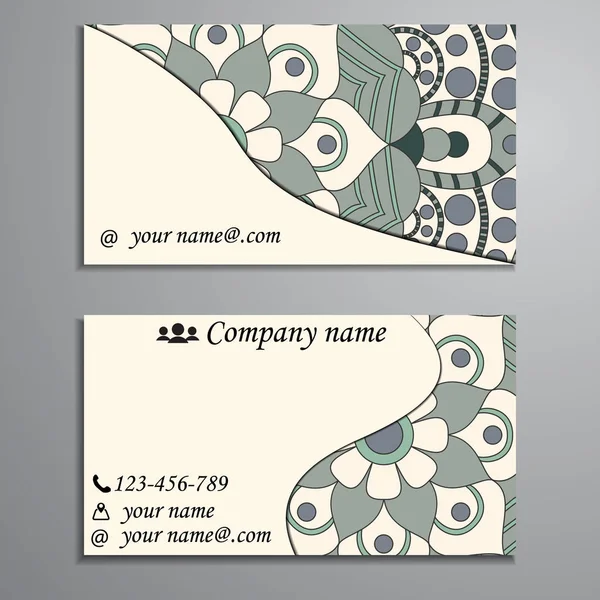 Візитна картка та набір візиток з елементом дизайну мандали — стоковий вектор
