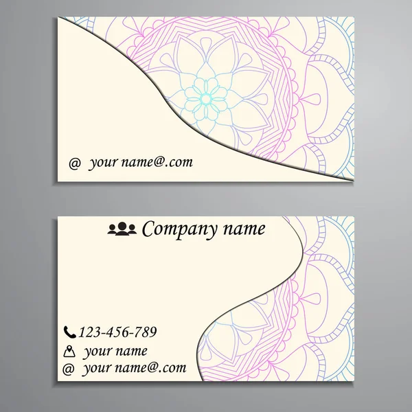 Set carte de visite et carte de visite avec élément de design mandala — Image vectorielle