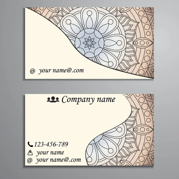 Set carte de visite et carte de visite avec élément de design mandala — Image vectorielle