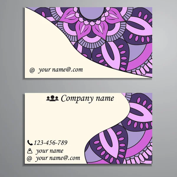 Set carte de visite et carte de visite avec élément de design mandala — Image vectorielle