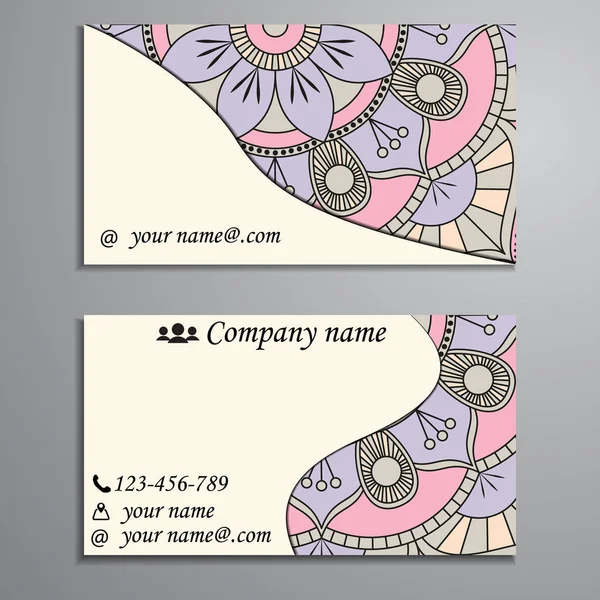 Visiting card and business card set with mandala design element — Stock Vector