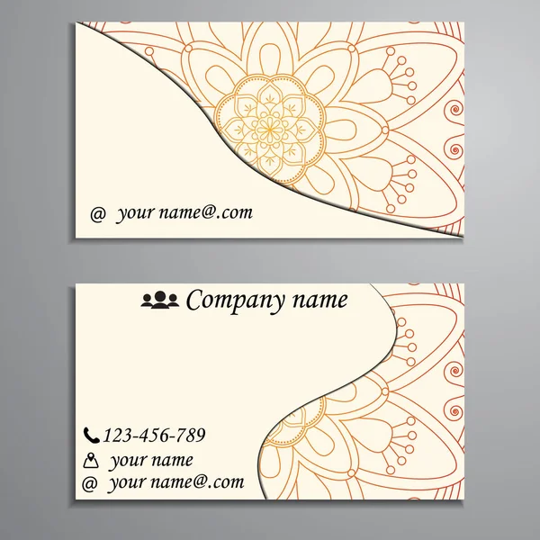 Visiting card and business card set with mandala design element — Stock Vector
