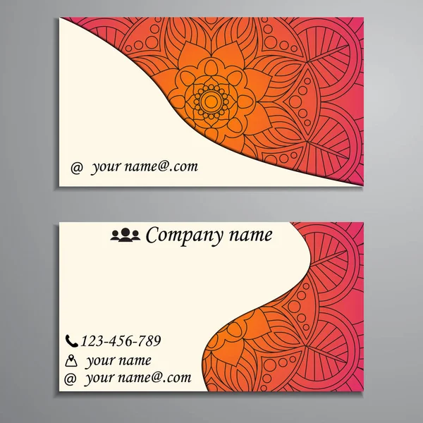Cartão de visita e cartão de visita conjunto com elemento de design mandala — Vetor de Stock