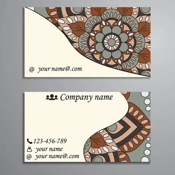 Візитна картка та набір візиток з елементом дизайну мандали — стоковий вектор