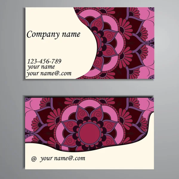 Visiting card and business card set with mandala design element — Stock Vector