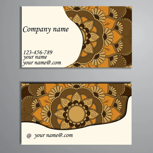 Visiting card and business card set with mandala design element — Stock Vector