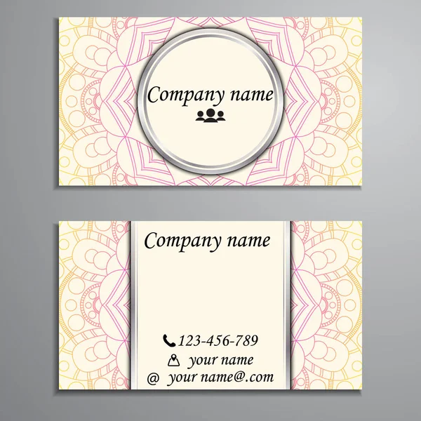 Cartão de visita e cartão de visita conjunto com elemento de design mandala — Vetor de Stock