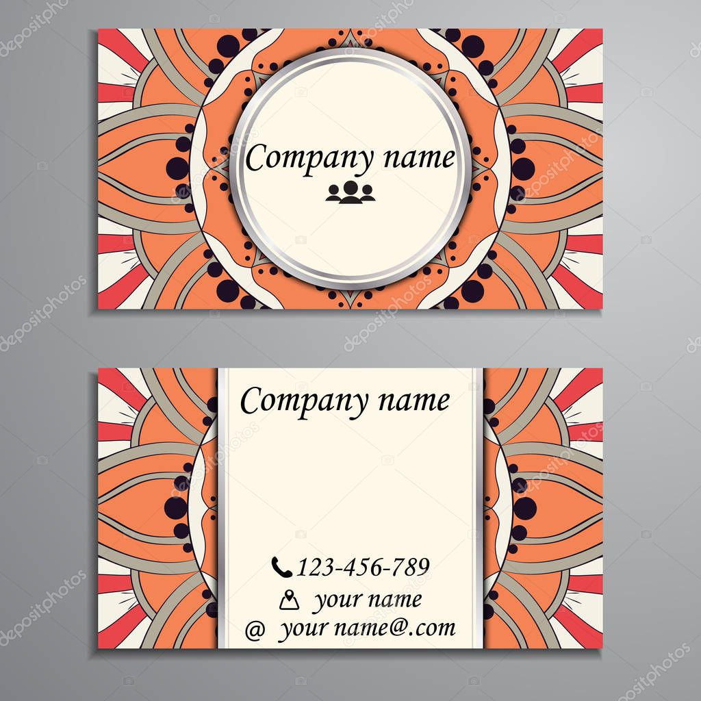 Visiting card and business card set with mandala design element 