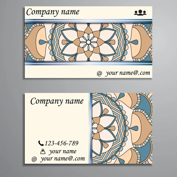 Névjegykártya és üzleti kártya, mandala design elem beállítása — Stock Vector