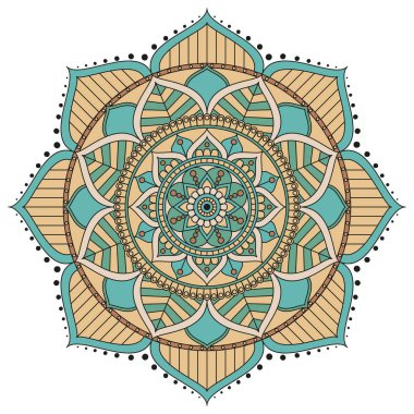 Çiçek mandalalar. Vintage dekoratif öğeler. Oryantal desen, 