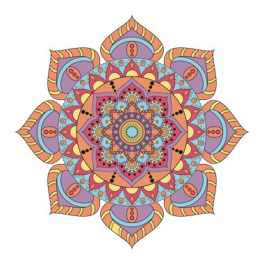 Çiçek mandalalar. Vintage dekoratif öğeler. Oryantal desen, 