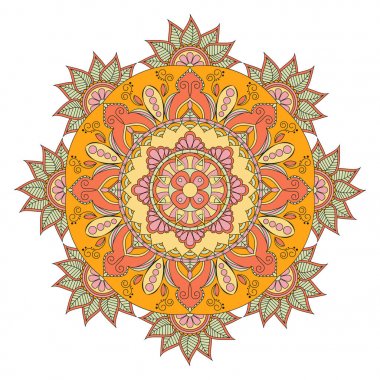 Çiçek mandalalar. Vintage dekoratif öğeler. Oryantal desen, 