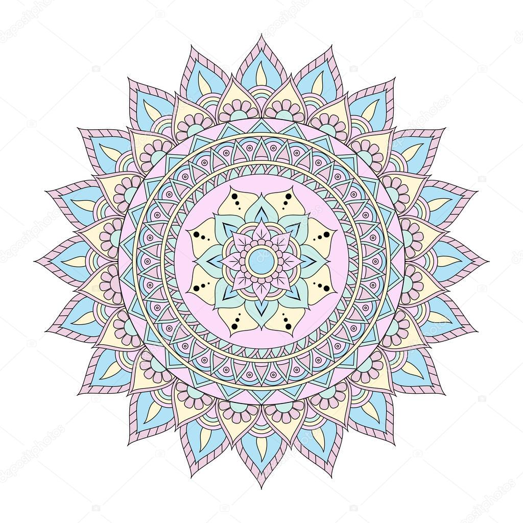 Flower Mandalas. Vintage decorative elements. Oriental pattern, 