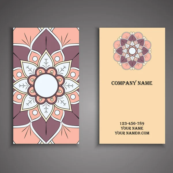 Visiting card and business card set with mandala design element — Stock Vector