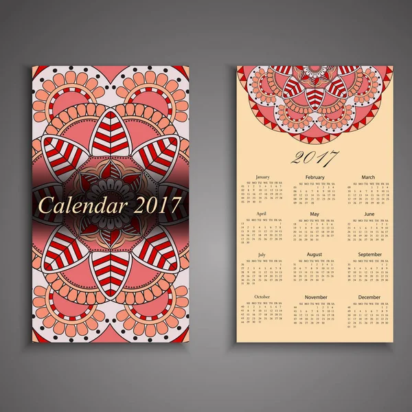 Διάνυσμα ημερολόγιο 2017 με διακοσμητικά στοιχεία. Διάνυσμα μάνταλα de — Διανυσματικό Αρχείο