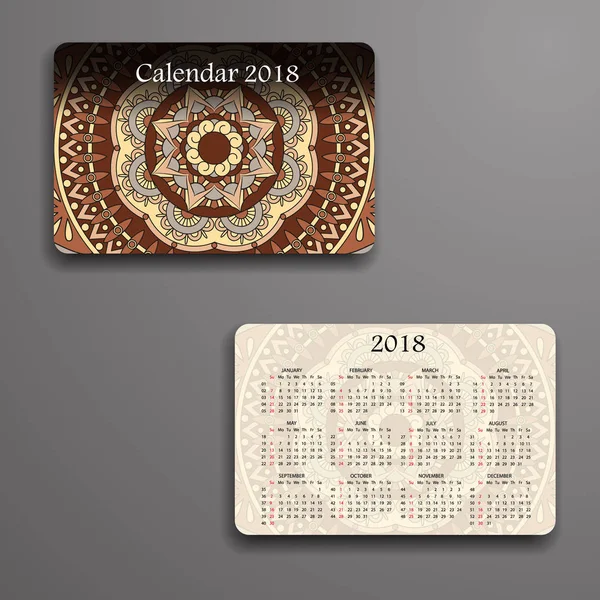 Векторный календарь 2018 с декоративными элементами. Вектор развития — стоковый вектор