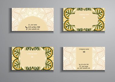 kartvizit ve kartvizit büyük ayarlayın. Çiçek mandala desen 