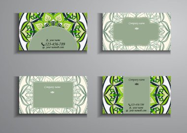 kartvizit ve kartvizit büyük ayarlayın. Çiçek mandala desen 