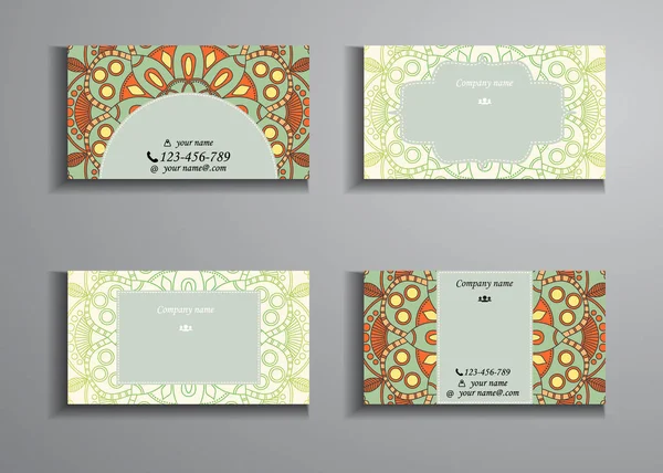 Επισκεπτήριο και επαγγελματική κάρτα μεγάλο σύνολο. Μάνταλα floral μοτίβο — Διανυσματικό Αρχείο