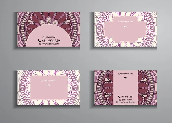 visiting card and business card big set. Floral mandala pattern