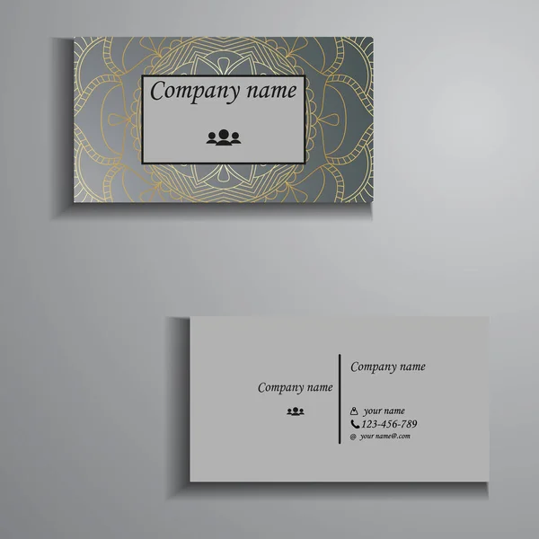 Wizytówki i karty biznesowe-duży zestaw. Wzór kwiatowy mandali — Wektor stockowy