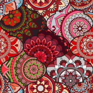 Patchwork desen. Vintage dekoratif öğeler. Elle çizilmiş backg