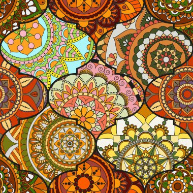 Patchwork desen. Vintage dekoratif öğeler. Elle çizilmiş backg