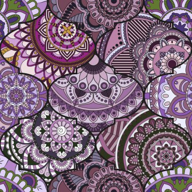 Patchwork desen. Vintage dekoratif öğeler. Elle çizilmiş backg