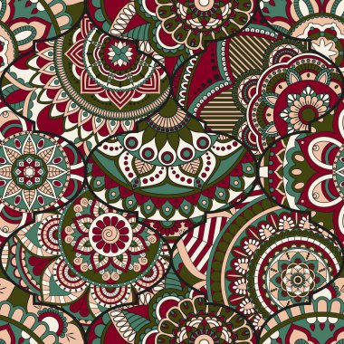 Patchwork desen. Vintage dekoratif öğeler. Elle çizilmiş backg