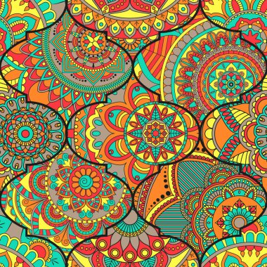 Patchwork desen. Vintage dekoratif öğeler. Elle çizilmiş backg