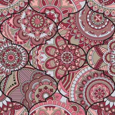 Patchwork desen. Vintage dekoratif öğeler. Elle çizilmiş backg