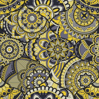 Patchwork desen. Vintage dekoratif öğeler. Elle çizilmiş backg