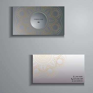 kartvizit ve kartvizit büyük ayarlayın. Çiçek mandala desen 