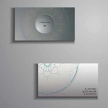 kartvizit ve kartvizit büyük ayarlayın. Çiçek mandala desen 