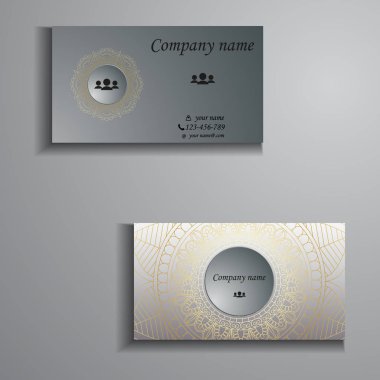 kartvizit ve kartvizit büyük ayarlayın. Çiçek mandala desen 