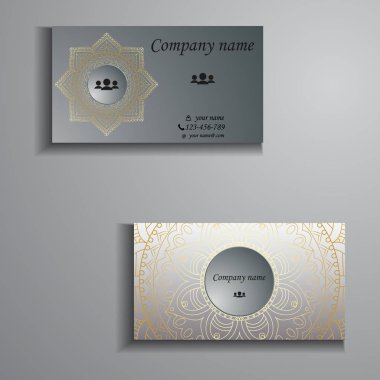 kartvizit ve kartvizit büyük ayarlayın. Çiçek mandala desen 