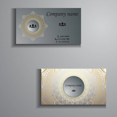 kartvizit ve kartvizit büyük ayarlayın. Çiçek mandala desen 