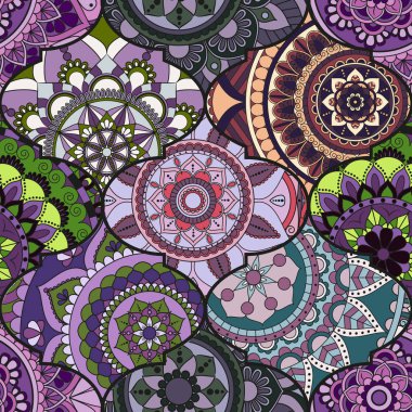 Patchwork desen. Vintage dekoratif öğeler. Elle çizilmiş backg