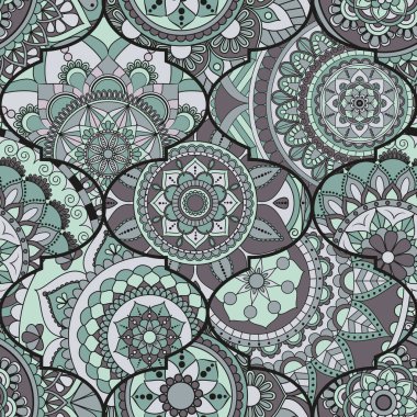 Patchwork desen. Vintage dekoratif öğeler. Elle çizilmiş backg