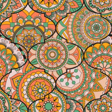 Patchwork desen. Vintage dekoratif öğeler. Elle çizilmiş backg