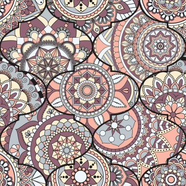 Patchwork desen. Vintage dekoratif öğeler. Elle çizilmiş backg