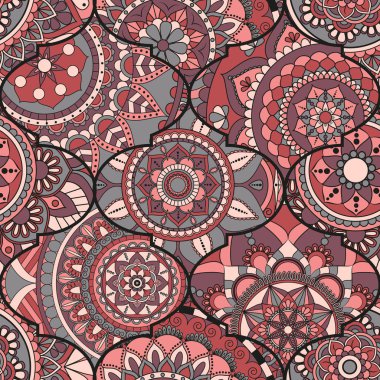 Patchwork desen. Vintage dekoratif öğeler. Elle çizilmiş backg