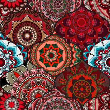 Patchwork desen. Vintage dekoratif öğeler. Elle çizilmiş backg